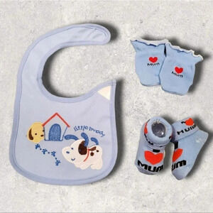 Little Buddy Dog Bib, Mittens, Socks Gift Set
